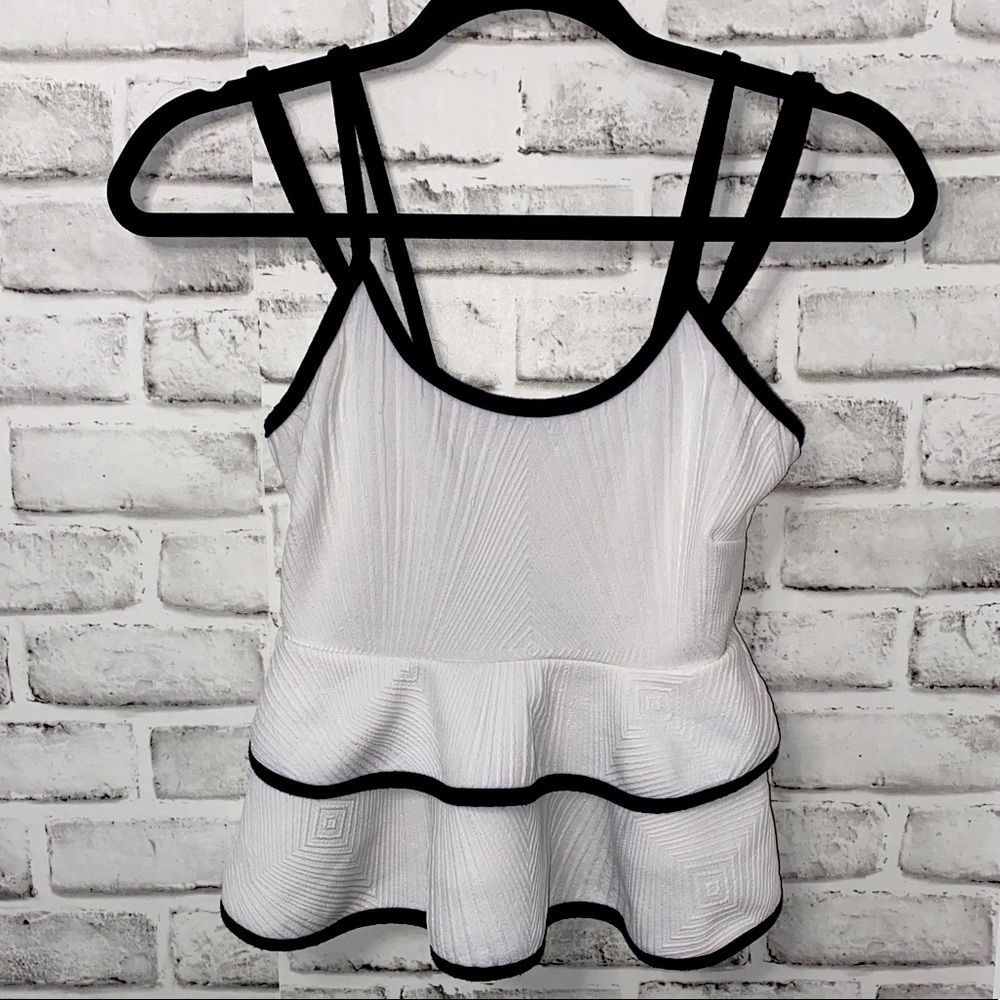 White & Black Charlotte Russe frill tank top women’s size small